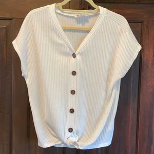 White ribbed button down